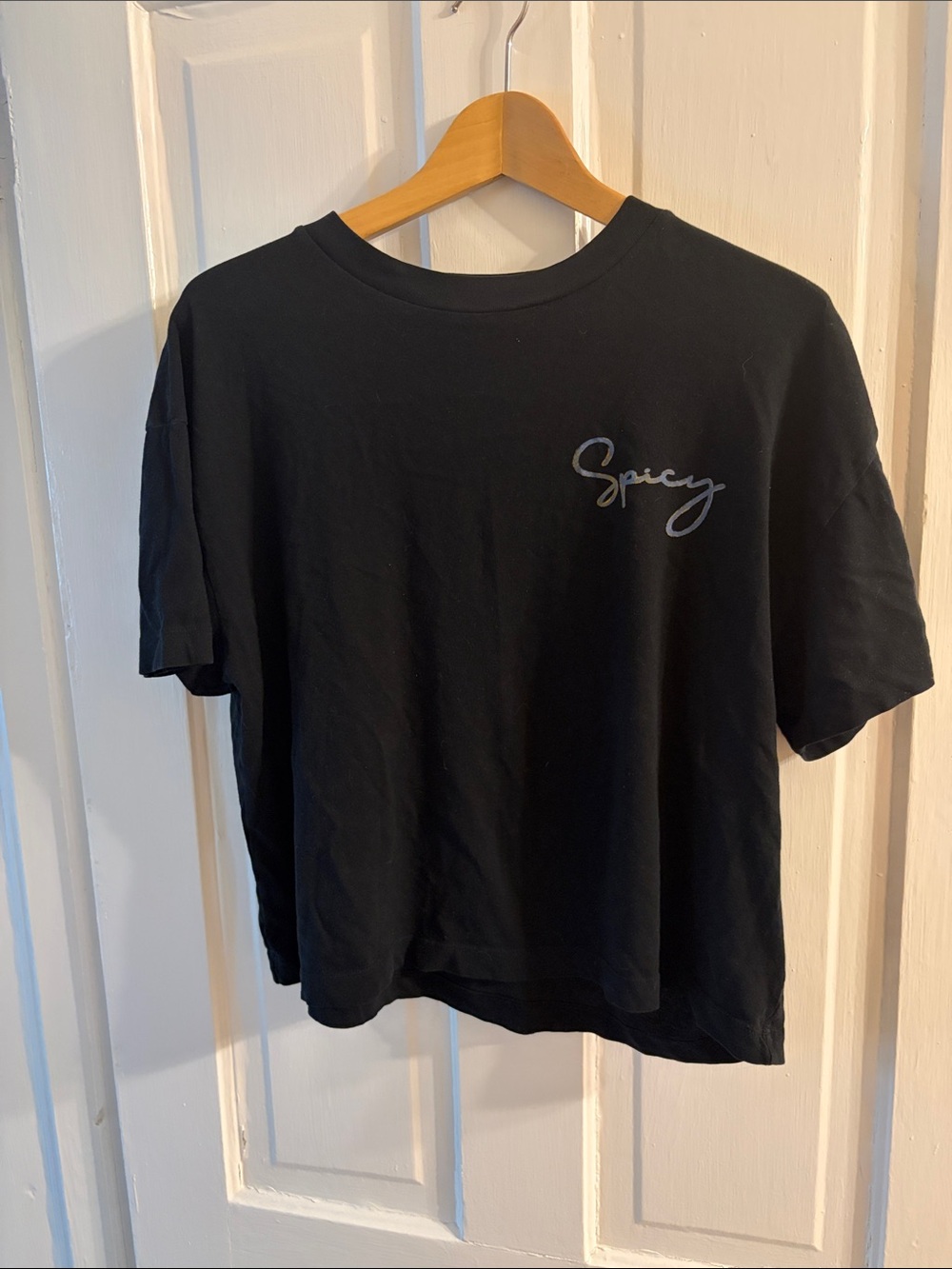 Universal Thread Black 'Spicy' Short Sleeve Crop Tee